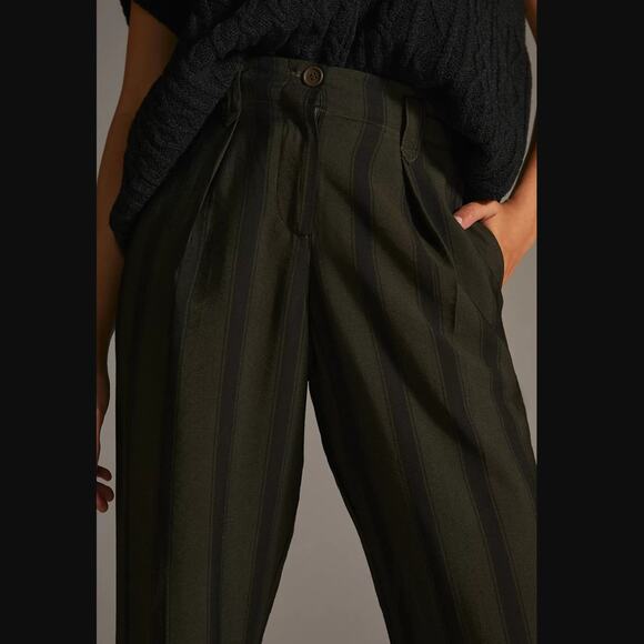 Anthropologie Tiny Pleated Striped Pants - New Size 10 - Picture 5 of 9